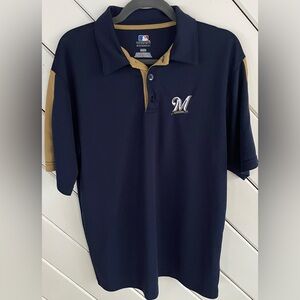 Genuine Merchandise Navy and Tan Milwaukee Brewers Polo Shirt